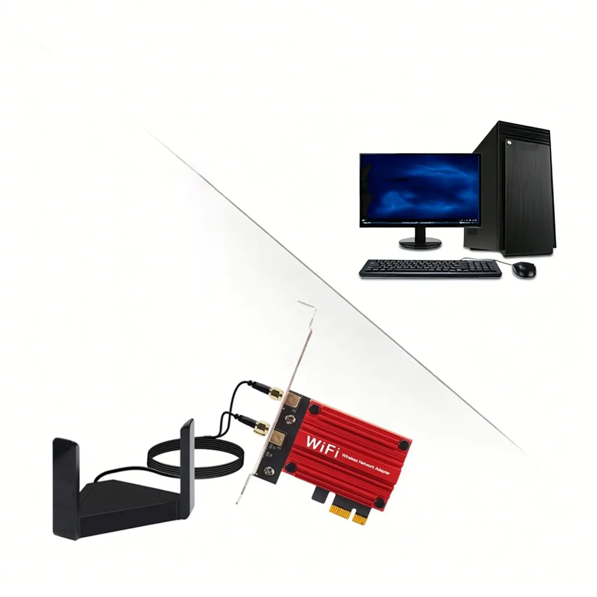 NEW FACTORY~AC8265 Wireless PCI-E Card Dual Band 2.4G/5GHz 1200Mbps Bluetooth 4.2 Desktop for Win7/8/10/11