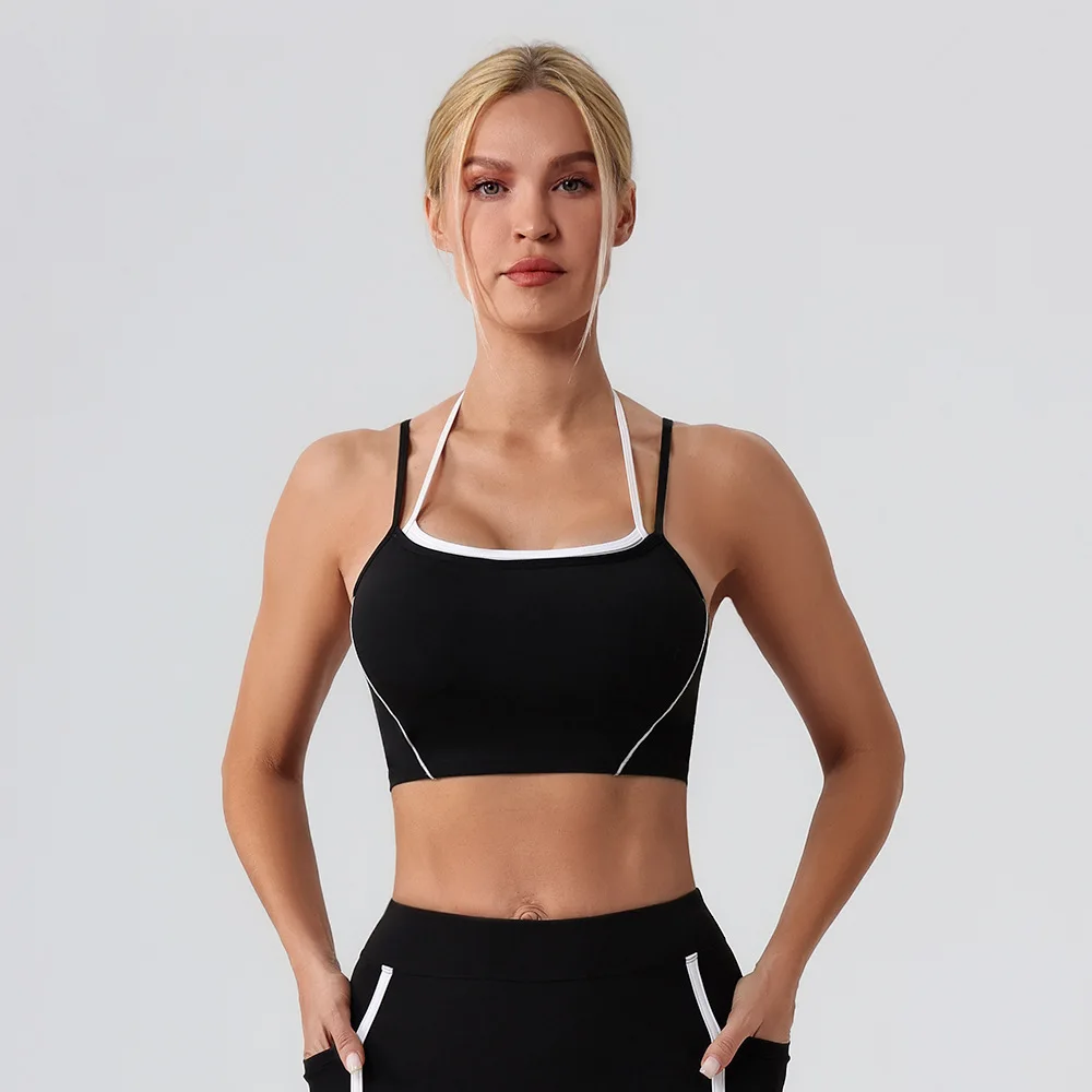 

Maxdutti Summer Vacation Halter Sexy Yoga Camis T-shirts Vests High Intensity Fitness Exercise Adjustable Straps Bra Clothing