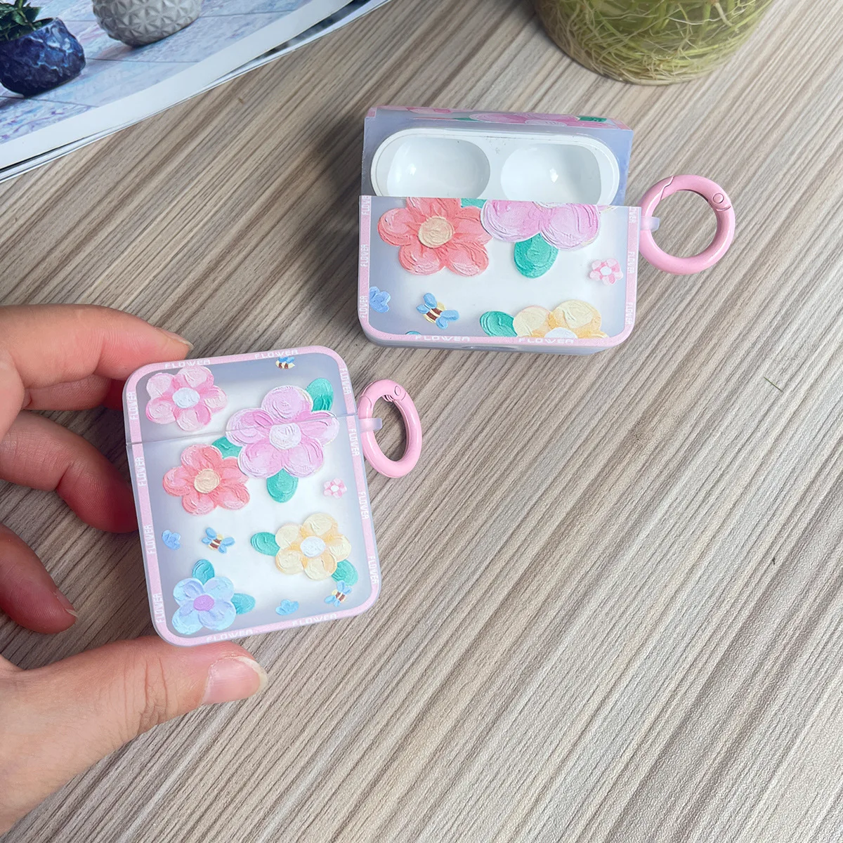 Ins Korean Star Moon Case for Apple AirPods Pro 2nd Case Flower Floral Girls Square Cover for AirPods 1 2 3 Cases With Keychain