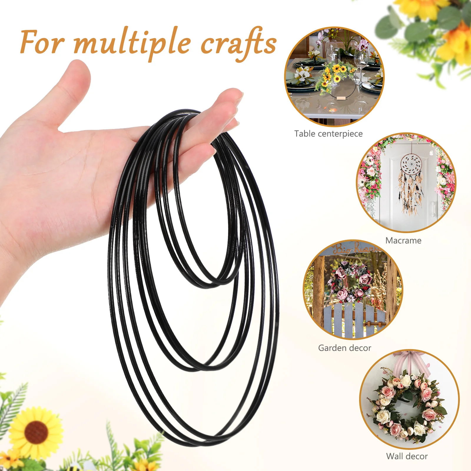 9 قطع من حلقات الزاك المعدنية المصقولة الكبيرة لإكليل مكرامية الزفاف والزينة على شكل زهور لوازم حرفية