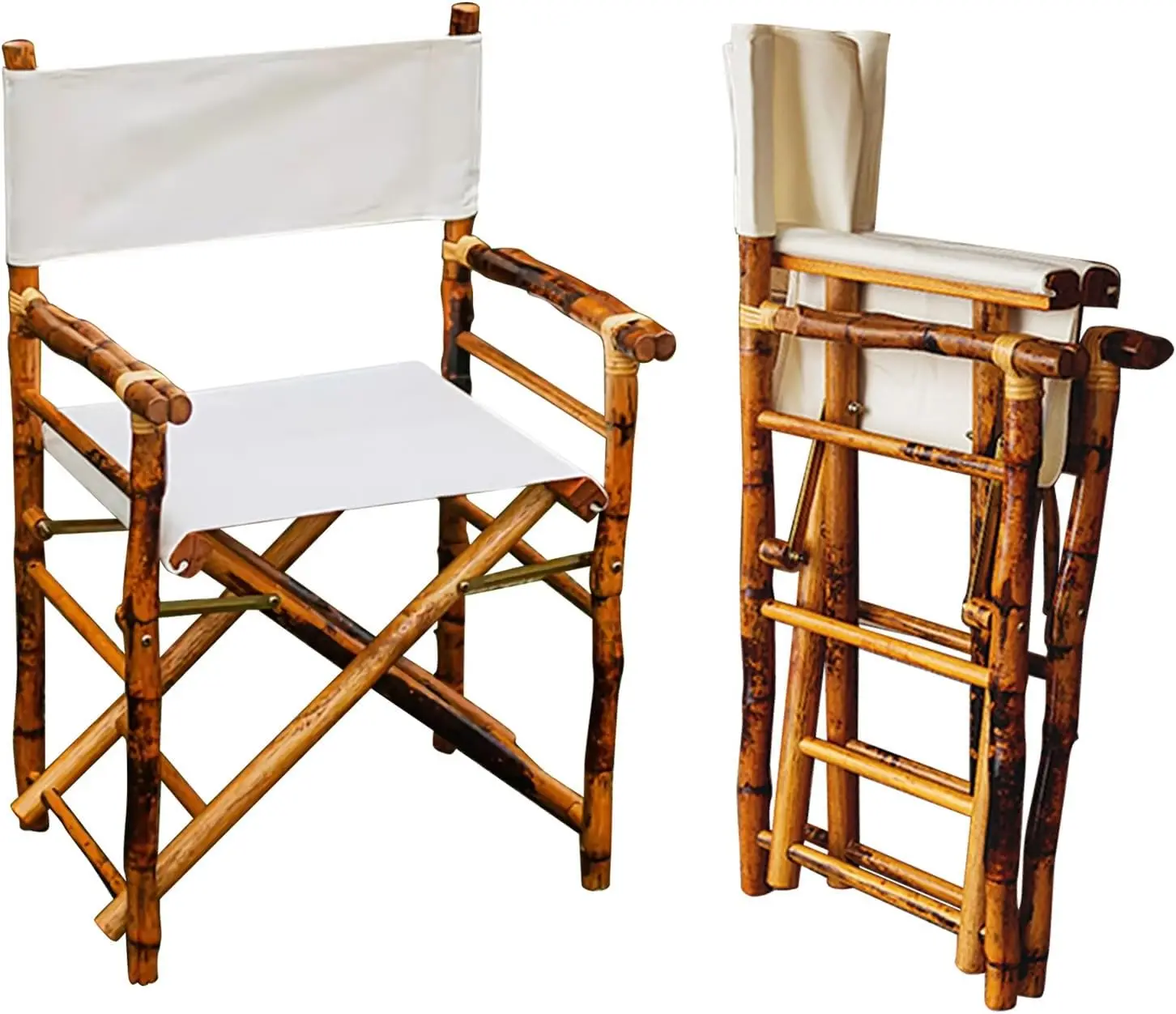 

Bamboo Folding Dining Chairs, 2 pcs Directors Chairs, Detachable Design, Folding Lawn Chair,Sporting Events