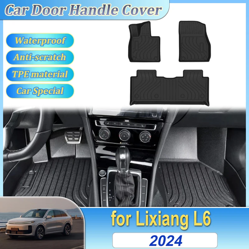 

For Lixiang L6 2024 Car LHD Floor Mat TPE Foot Pad Leather Panel Liner Carpets Custom Rug Interior BLACK Carpet Auto Accessories