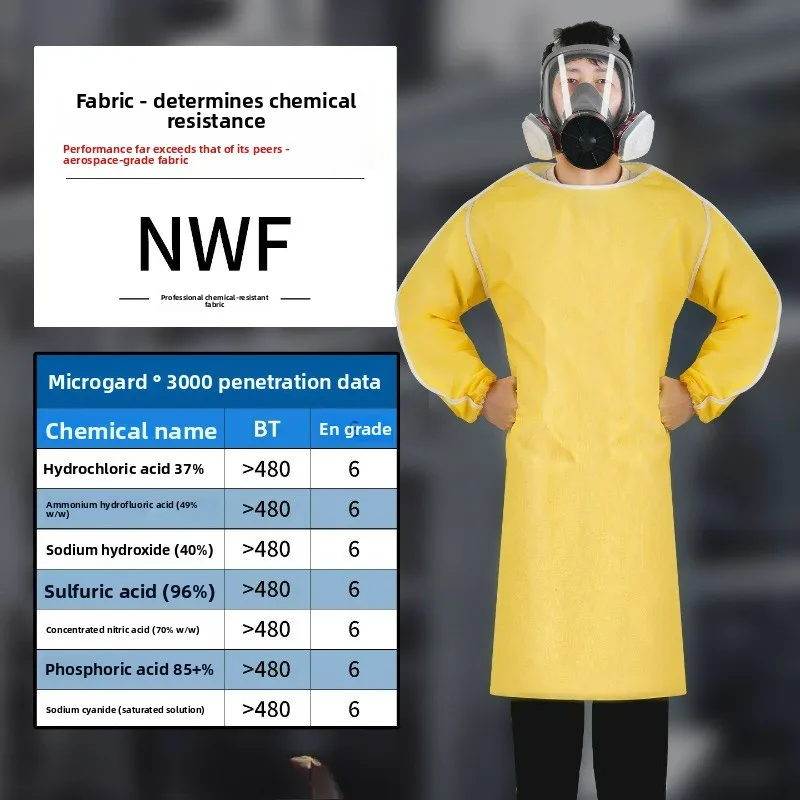 Acid and Alkali-resistant Protective Apron, Anti-corrosion and Chemical Protective Clothing, Oil-proof Workwear, Laboratory Coat