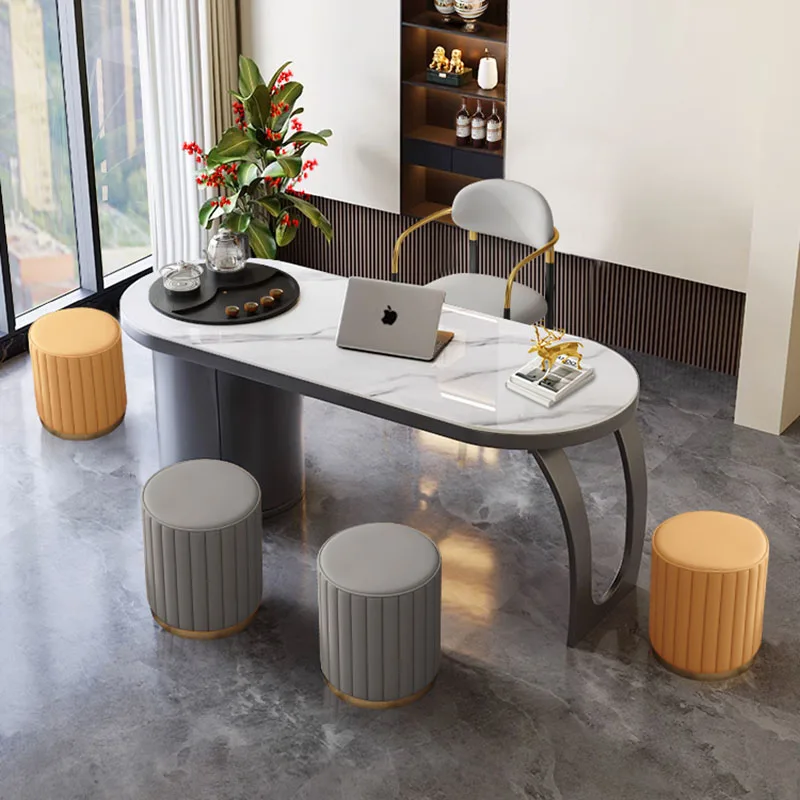 

Rock Board Tea Table Office Integrated Chair Combination Office Balcony Tea Table Desks Brewing Kettle Integrated 좌식책상 Furniture