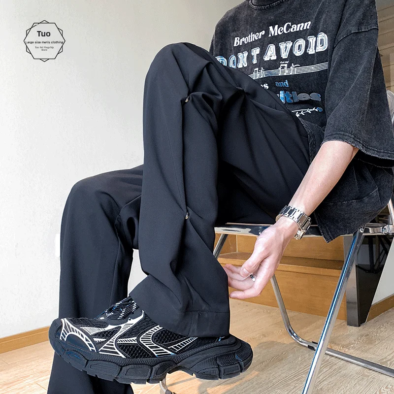 

Мужские рабочие брюки Pure Bla: весенне-летние, свободные, прямого кроя, в американском стиле, с пуговицами, слегка расклешенные