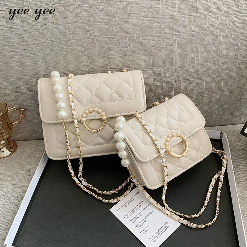 2024 New Women Pu Leather Trend Crossbody Bag Fashionable Diamond Grid Small Shoulder Bag White Black Travel Crossbody Bags