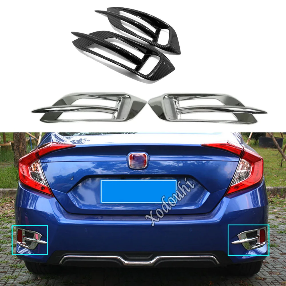 

Car Body Detector ABS Chrome Trim Back Tail Rear Fog Light Lamp Frame Stick For Honda Civic 10th 2016 2017 2018 2019 2020 2021