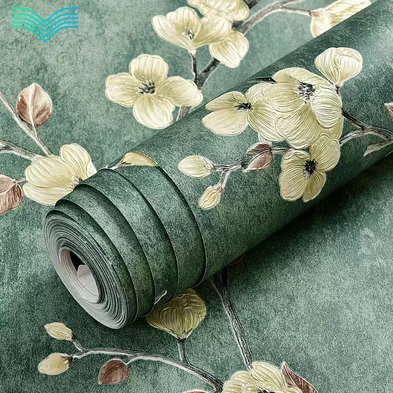 Retro 3D Embossed Non-woven Wallpaper Countryside AB Matching Floral Wall Covering Bedroom Living Room TV Background Decor Stick