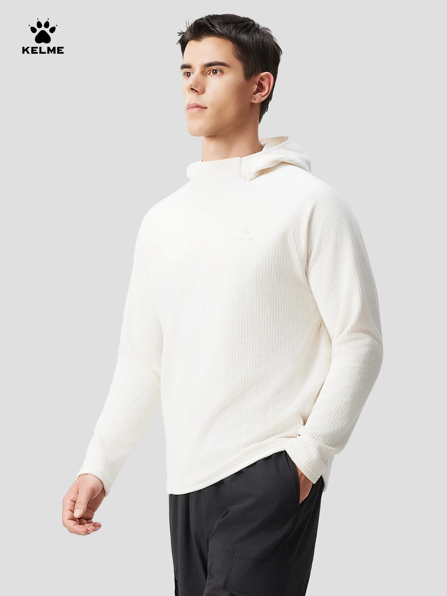 Kelme Men's Sports Hoodie Outdoor Windproof Jacket Casual Running Long Sleeve Wool Warm Hoodie Fashion Hoodie