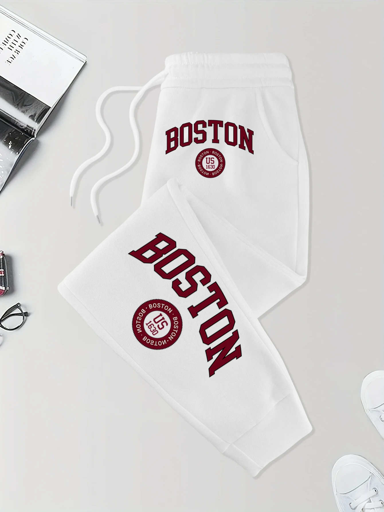 

Boston Us 1630 Print Men Drawstring Fashion Pant Street Elastic Waist Sportpants Fleece Autumn Trousers Pocket Trendy Britches