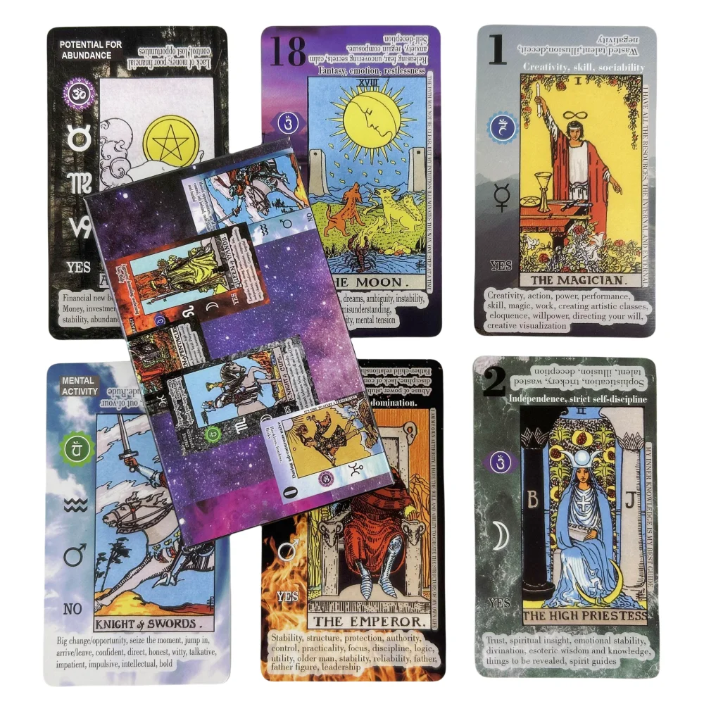 

Meaning Tarot Cards 78 Cards Deck English Visions Divination Edition Board Game for Beginners Pocket Size Tarot Learning Deck