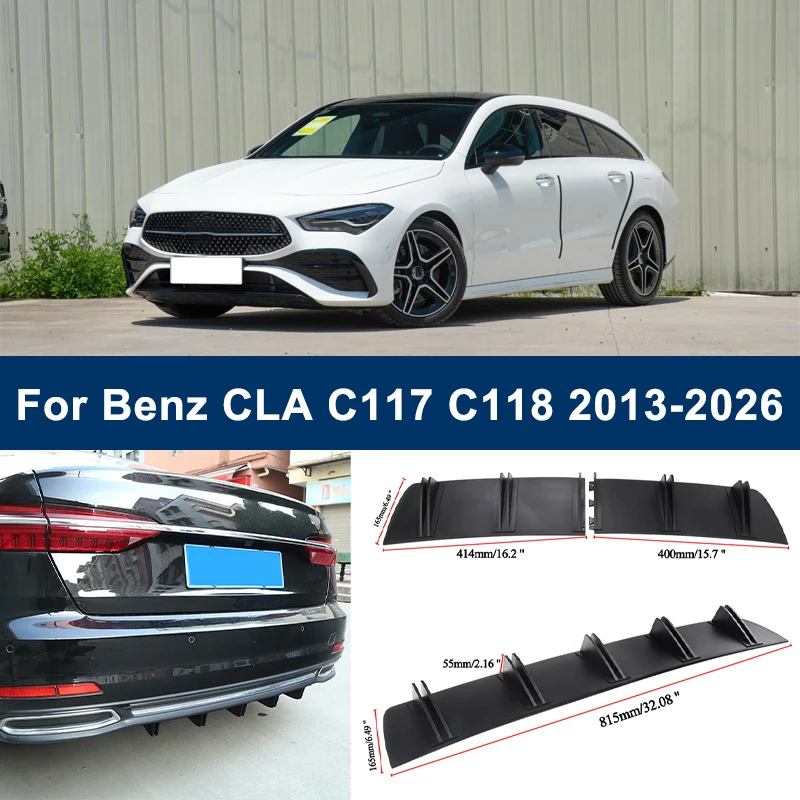 

2-Segment Shark Fin Rear Diffuser For Mercedes Benz CLA C117 C118 2013-2026 Rear Bumper Lip Splitter Chassis Spoiler Tuning Part