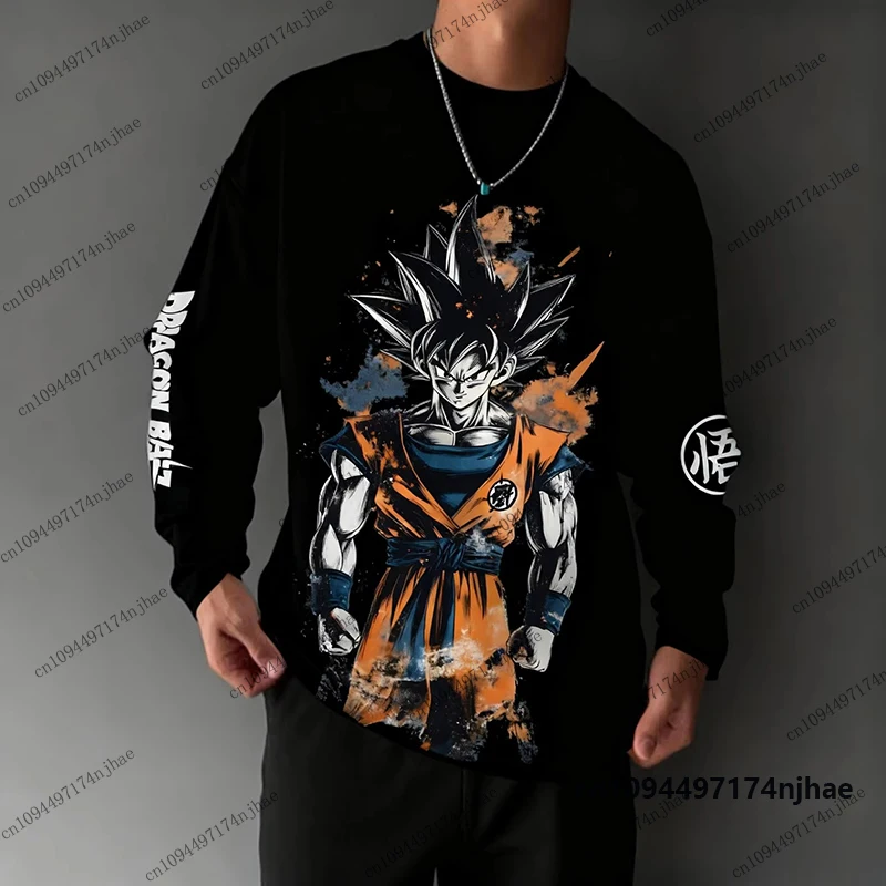 2026 Herbst Neues Dragon Ball Wukong Print Langarm-T-Shirt für Herren und Damen, lässige Streetwear, Herrenbekleidung, lockere Oversize-Oberteile – Detail 4