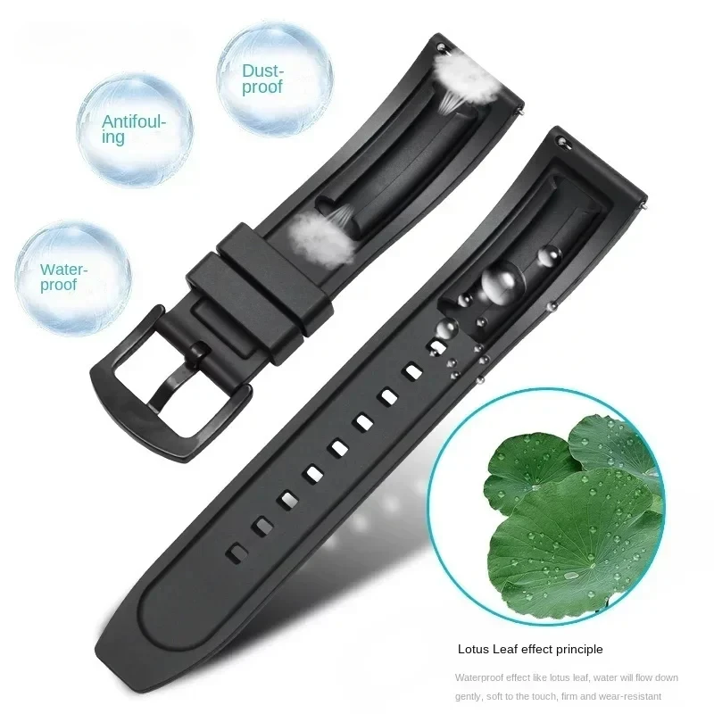Приятный для кожи дышащий силиконовый ремешок для часов IWC Tudor Omega Rolex Casio универсальный браслет изящный быстросъемный ремешок 20 22 24 мм
