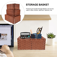 3 Pcs Wicker Basket Woven Storage Imitation Rattan Organizer Multipurpose Container Hand Baskets Small