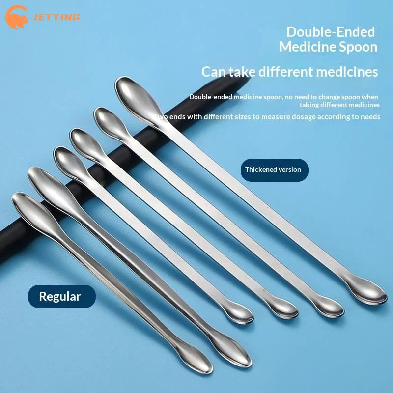 (New) 1Pcs Stainless Steel Medicinal Spoon Ladle Double-ended Experiment Pharmacy Lab Use Reagents Sample Spatula Weighing Spoon