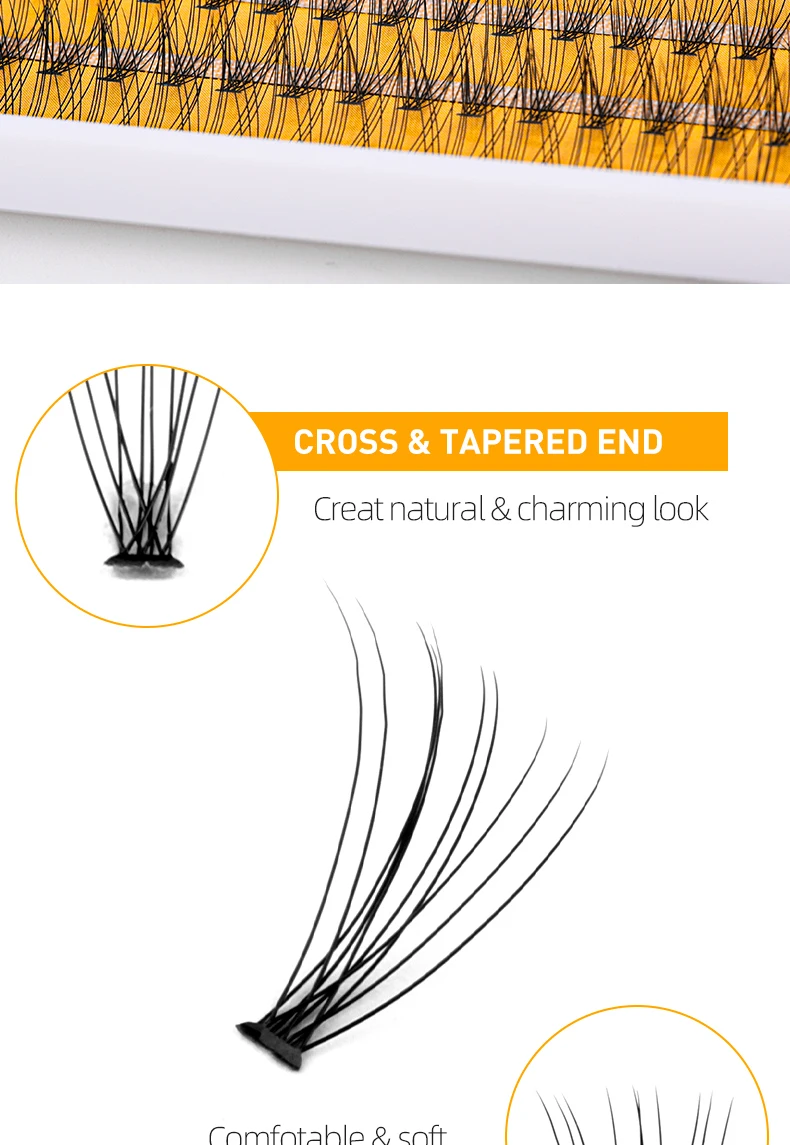 12 Reihen gemischte Packung 10d/20d natürliche Wimpern Make-up Wimpern verlängerung, handgemachte gefälschte Wimpern, persönliche Wimpern verlängerung – Detail 6