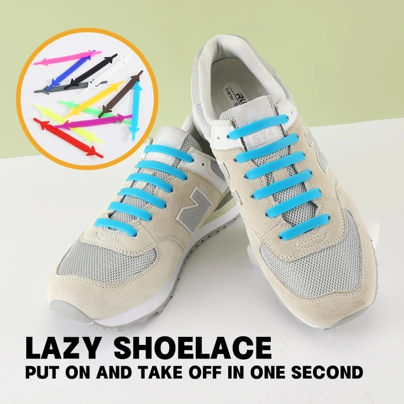 

12 pcs/set Elastic Silicone Shoelaces Creative Lazy Silicone Laces No Tie Rubber Lace Easy Shoes Accessories for man\women