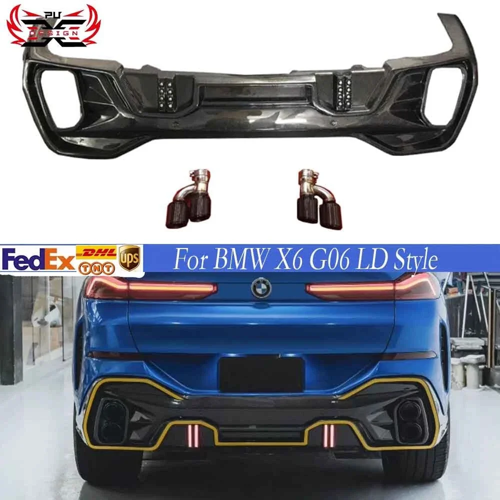

For BMW X6 G06 FD Style Carbon Fiber Rear Diffuser Splitter Rear Bumper Body Kit