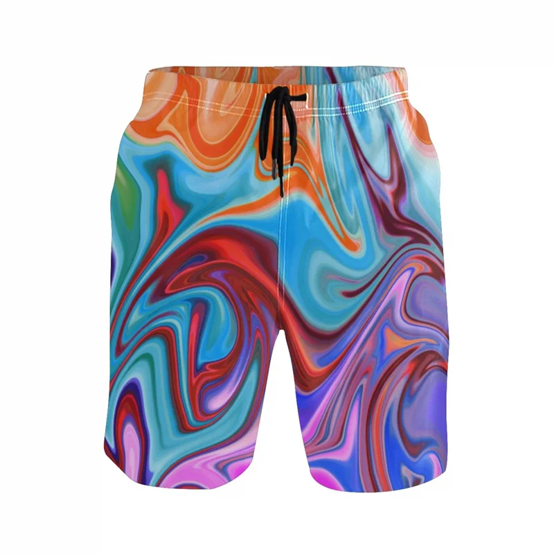 

Colorful Spiral Psychedelic Beach Shorts Men Personality 3d Print Swim Trunks Oversized Street Short Pants Surf Board Shorts