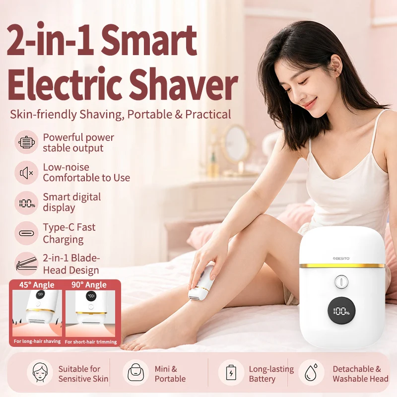 Digital Display Electric Hair Remover, Full‑Body Use Silent Painless Skin‑Friendly Long‑Lasting Battery Mini Portable Hair Shave