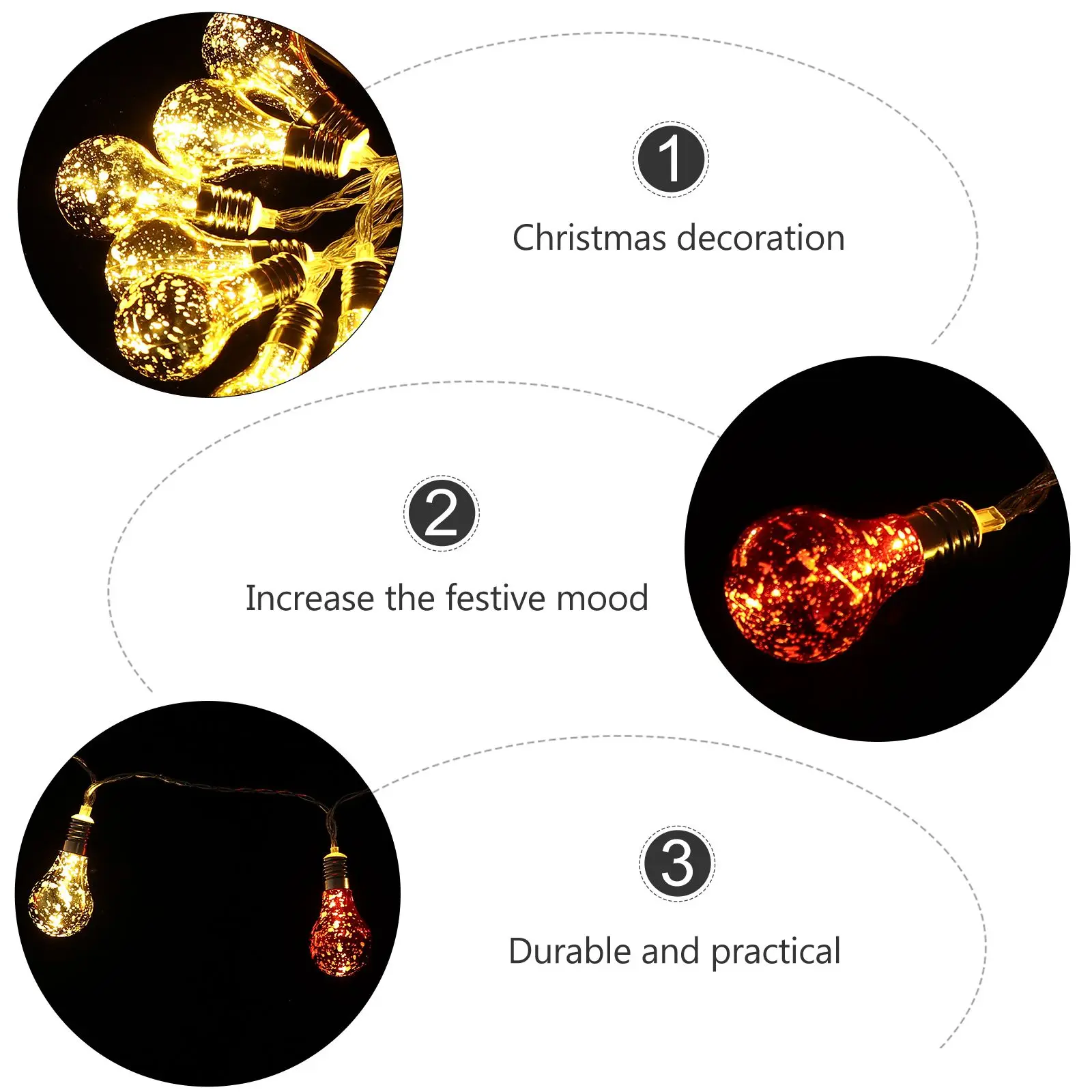 1pc LED Christmas String Lights Ball Shape Decorations for Home Garden Party Operated Holiday Lighting