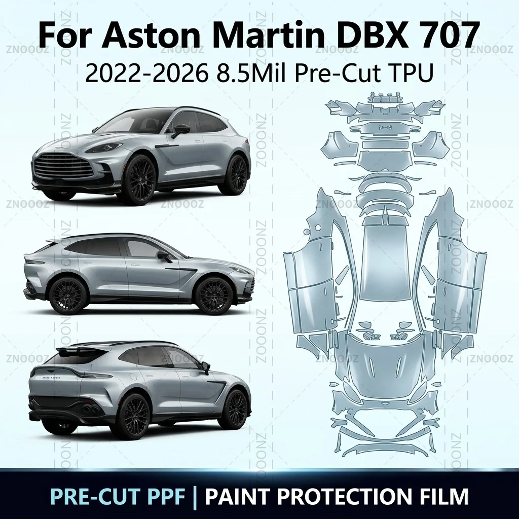 For Aston Martin DBX 707 2022-2026 8.5Mil Pre-Cut TPU PPF Self Healing Full Vehicle Glossy Clear Matte Black Scratch Resistant