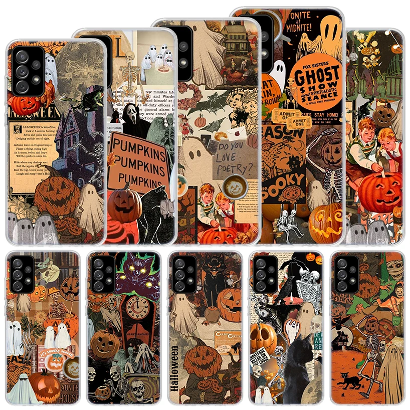 October Fall Halloween Spooky Pumpkin Soft Case For Samsung Galaxy A51 A71 A50 A70 A21S Phone Cover A30 A20E A10 A31 A41 A6 A7 A