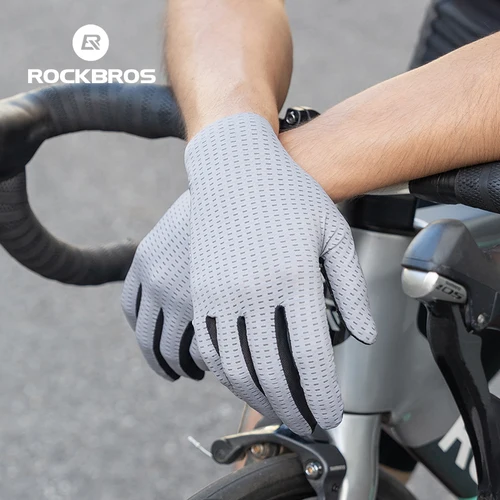 ROCKBROS Primavera Verano guantes de ciclismo pantalla táctil hombres mujeres MTB guantes para bicicleta de carretera transpirable dedo completo guantes para montar en motocicleta
