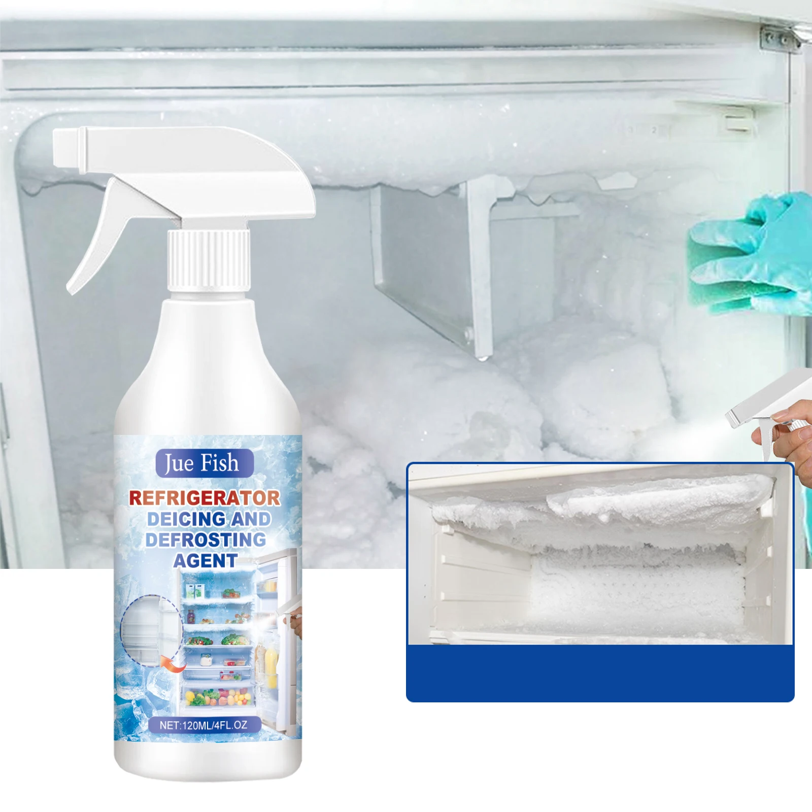 Fridge Defrosting Spray Refrigerator Deicing Agent Cleaning Spray Freezer Fresh Defrosting Remove Odour Household Deicing Device