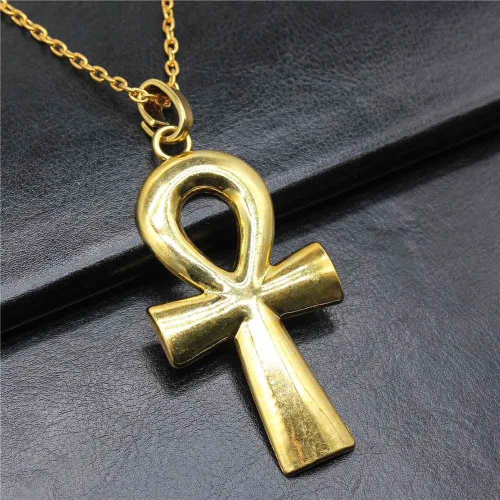تميمة الموضة الكلاسيكية البسيطة الصليب المصري عنخ الحياة رمز قلادة قصيرة طويلة سلسلة القلائد مجوهرات للرجال النساء #2