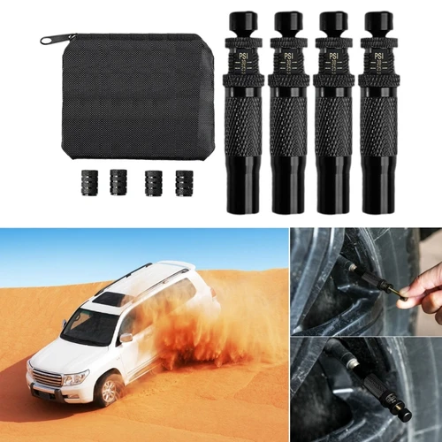 Imagen 2 del producto gestión presión neumáticos fáciles del vehículo, 4 defladores, ajuste 0.7-2.1 bar con tapa protección y