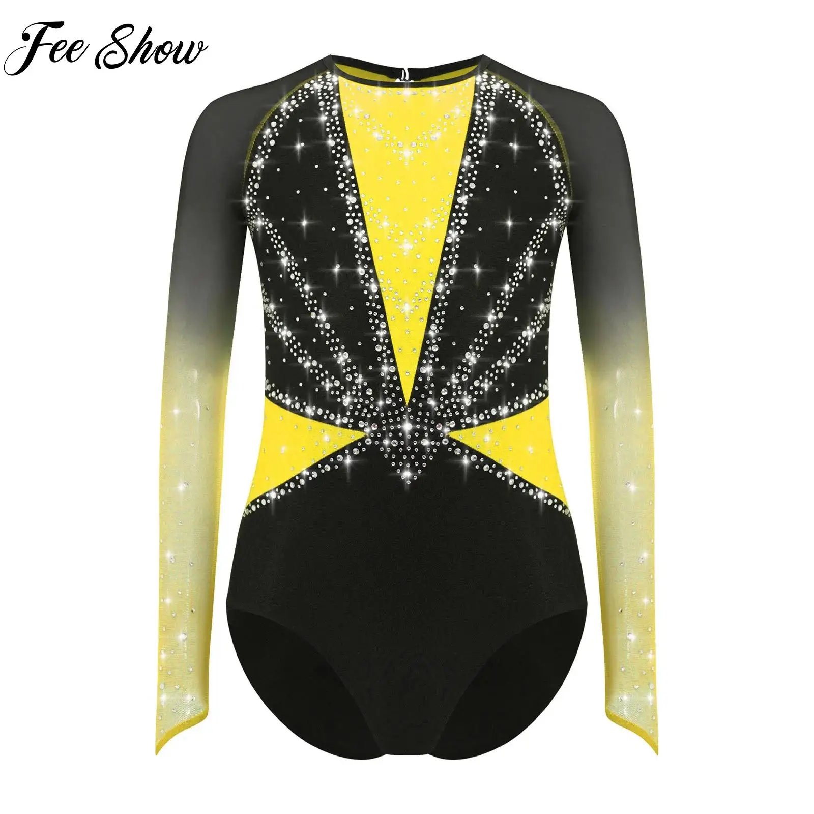 

Kids Girls Shiny Rhinestones Ballet Gymnastics Leotard Acrobatics Figure Skating Dance Performance Costume Ballerina Unitard