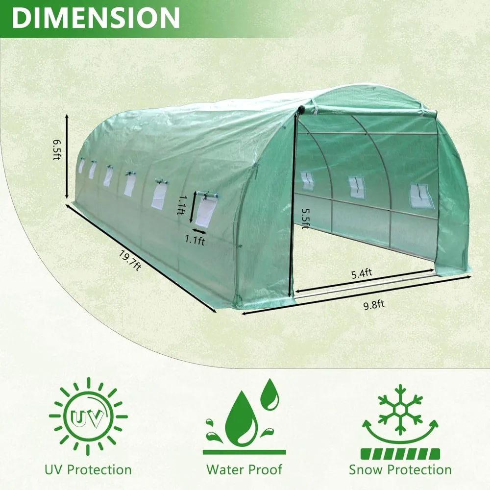 Walk in Greenhouse, Portable Greenhouse, Greenhouse Tunnel, Heavy-Duty Outdoor Greenhouse with Watering System