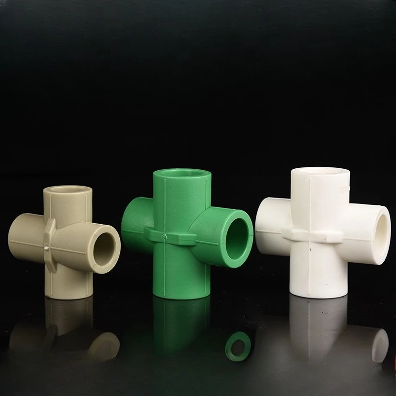 10Pcs Green PPR Bridge Cross Fittings Overbridge 4-Way Connector Replace Elbow Cross Hot Melting Pipe Adapter 20mm 25mm 32mm