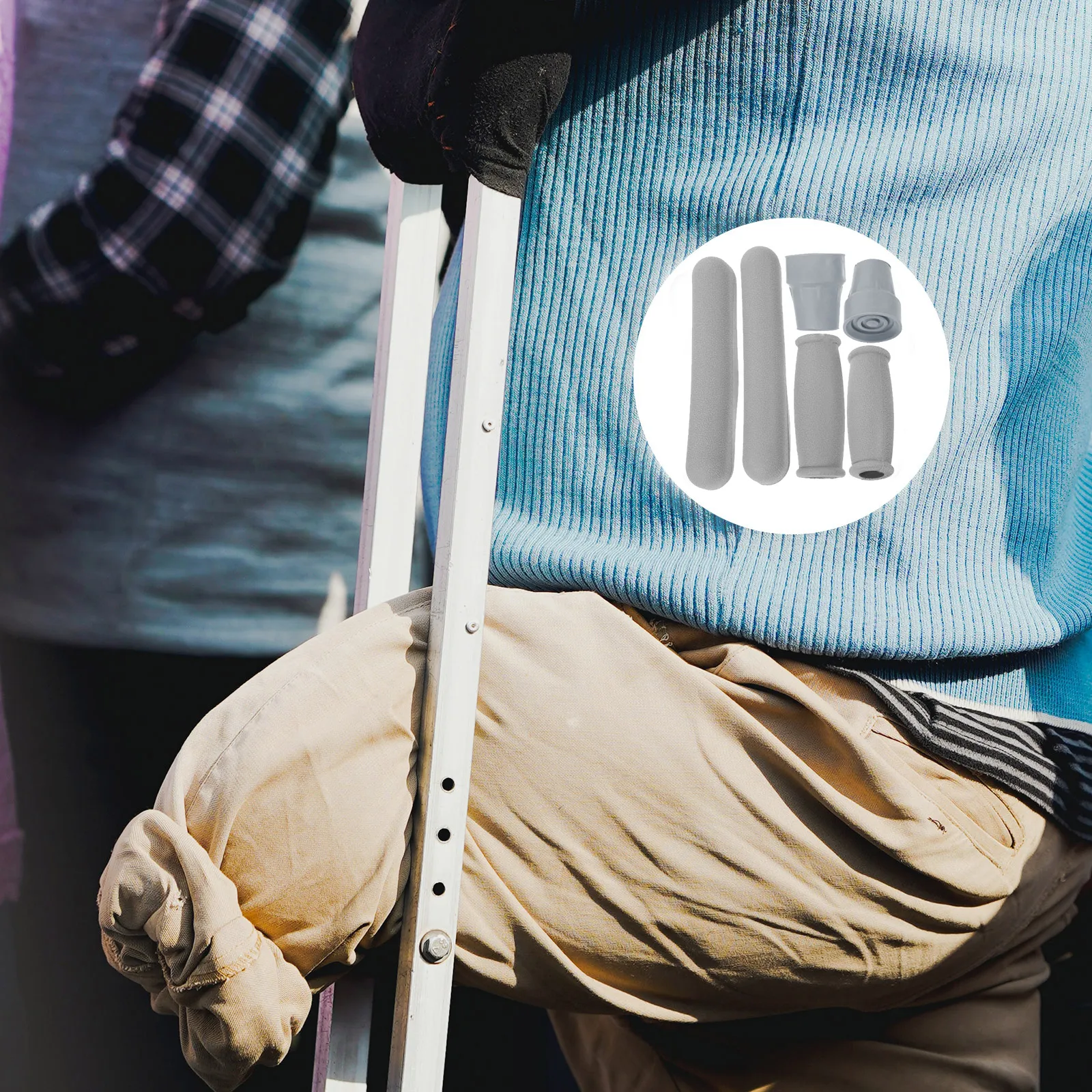 

1 set Armpit Shoulder Handle Crutch Cushions Grip Padding Grey Child Non-Slip Comfortable Walking Support Tool Kit
