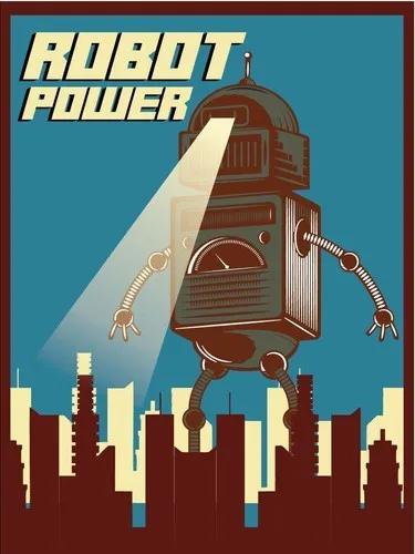 Robot Power Vintage Retro Metal Sign
