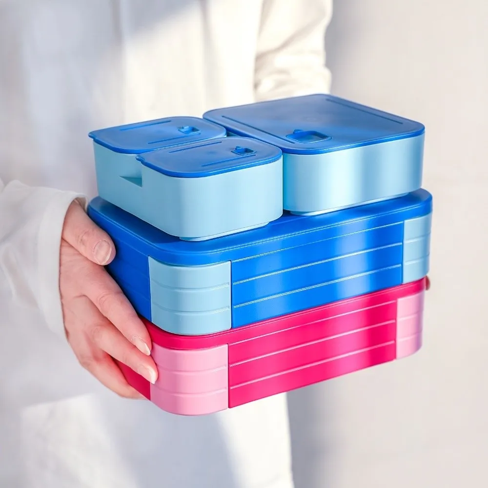 Leakproof Design Microwave Heatable Lunch Box Sealed Portable Travel Food Container with Fork Spoon Fruit Salad Box Camping