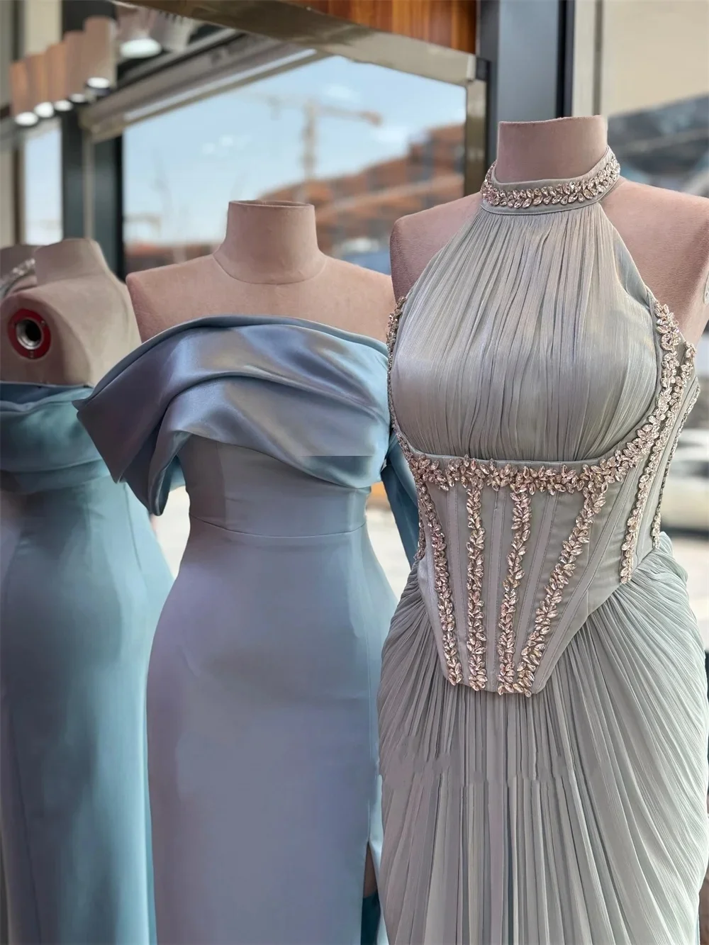 Neckholder Perlen Langes maßgeschneidertes Anlasskleid Abendkleider Pastrol Unisex Jersey Retro Dubai Saudi Arabisch Israel Abschlussball Maßgeschneidert