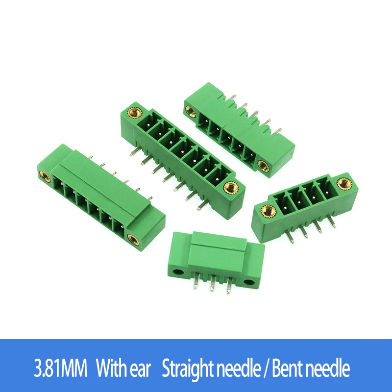 3.81MM green wiring terminal KF2EDGVM-3.81MM Straight/Bent pin socket with ear 15EDGKM-3.81MM connector