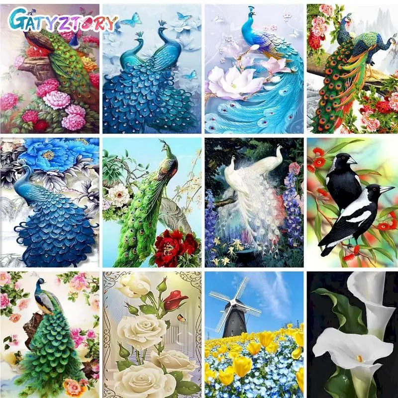 GATYZTORY 40x50cm 5D DIY Diamond Painting With Frame Jewelry Cross Stitch Animal Mosaic Painting Home Decors Artwork