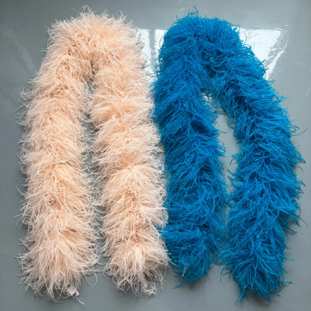 Blue Ostrich Feather Boa 6/8/10/15/20Ply 2M Fluffy Wrap Scarf for Wedding Bridal Dress Decoration DIY Craft Party Supplies
