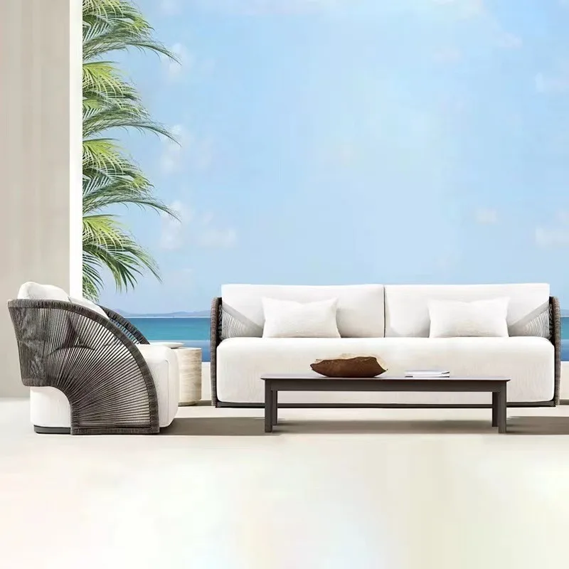 

Outdoor Terrace Rattan Chair Combination B & B Hotel Garden Leisure Bed, Sofa