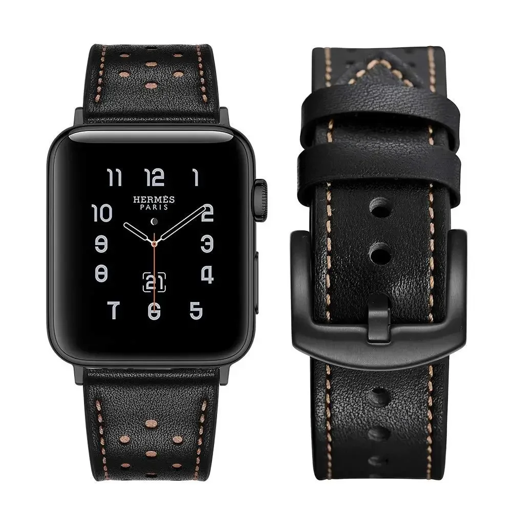 Leather Strap for Apple Watch 10 42mm 46mm 9 8 7 45mm 41mm Ultra 2 49mm Bracelet Wristband for iWatch 6 5 4 SE 44mm 40mm Correa