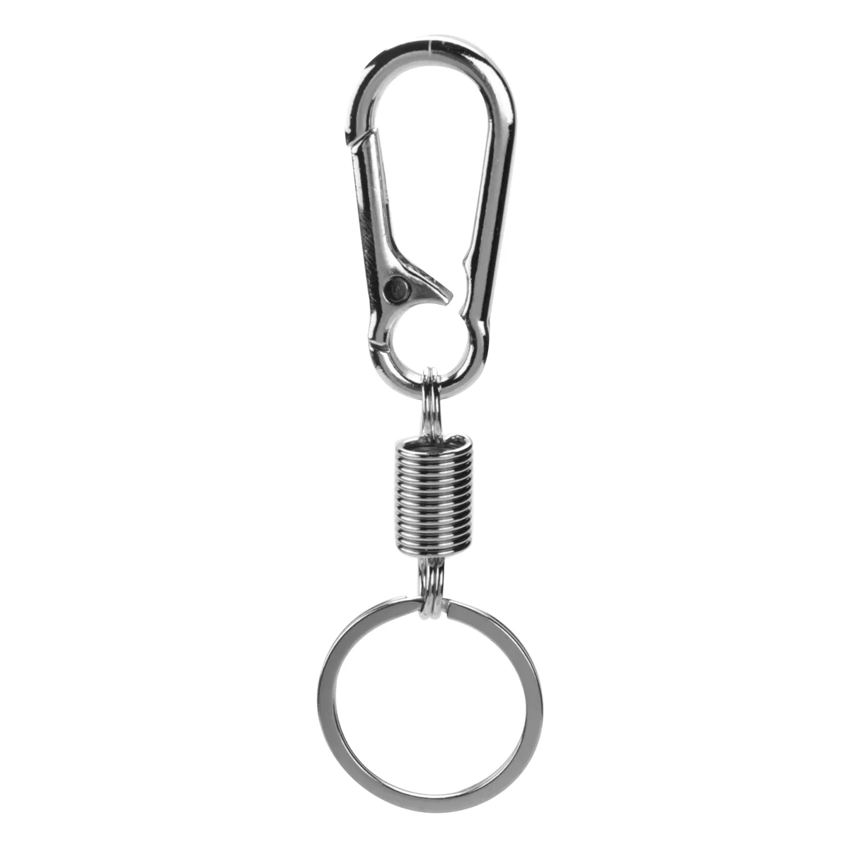 Sturdy Carabiner Key Chain Key Ring Polished Key Chain Spring Key Chain Business Waist Key Chain, Silver