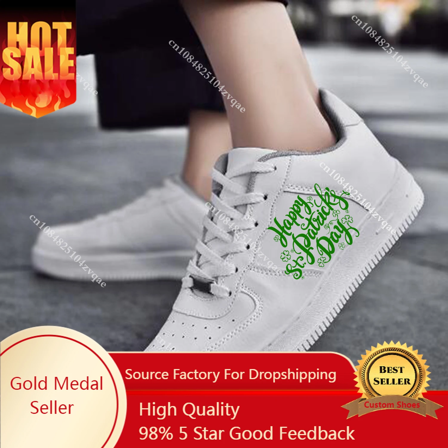 

Lucky Shamrock AF Basketball Mens Womens St Patricks Day Sports Run High Quality Flats Force Sneakers Lace Up Mesh Custom Shoes