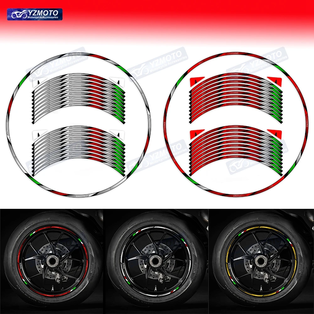 

For V4 1098 899 1199 1198 848 Motorcycle Front Rear 17 Inch Racing Wheel Sticker Decal Reflective Hub Rim Decorative Stickers