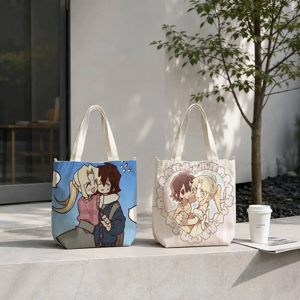 I Love Amy AMY x BIBI Anime Tote Bag for Women Reusable Shopping Tote Bag Zippered Shoulder Bags Print