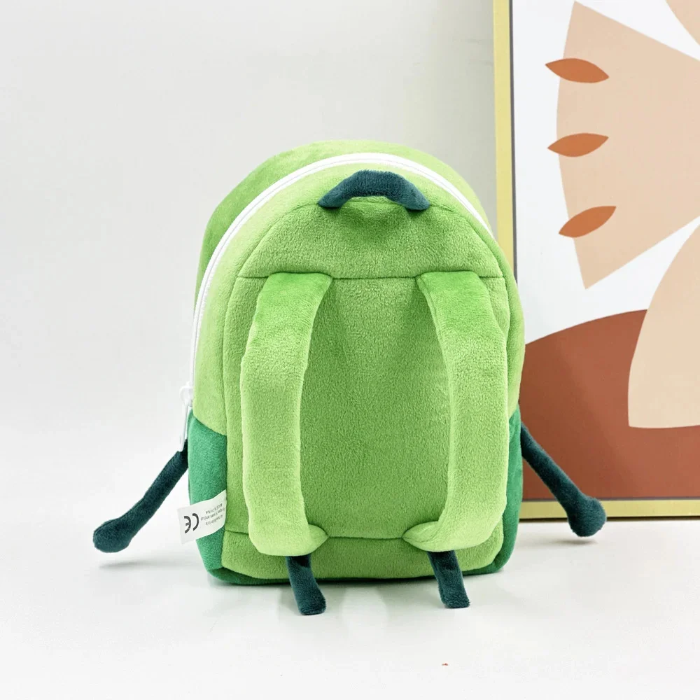 Kawaii Liam Plush Backpack Cute Green Shoulder Plushie Bag Creative Funny Doll Toys School Bags For Kids Boy Girl Birthday Gifts