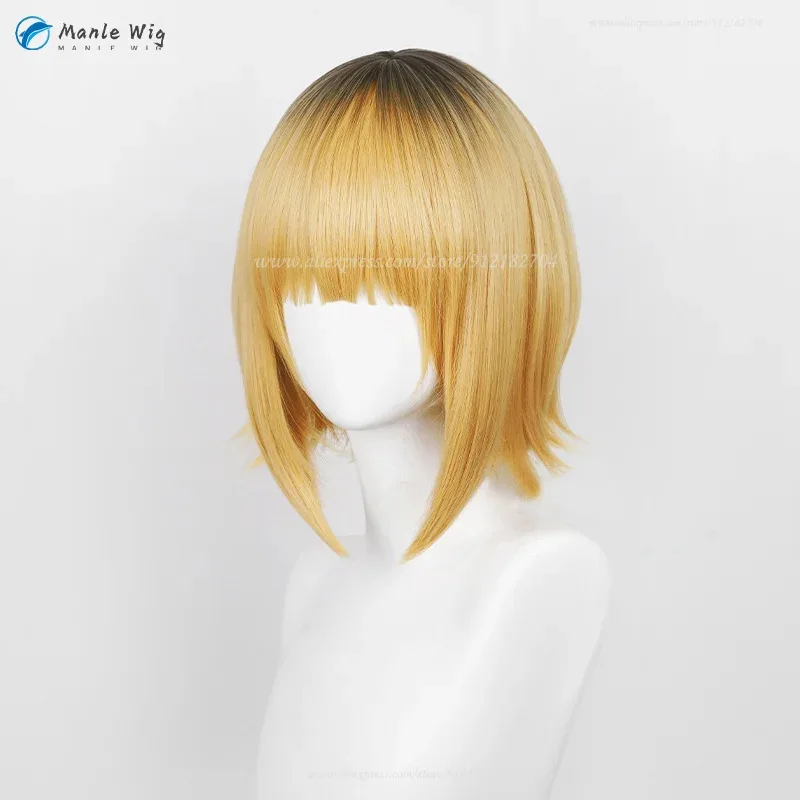 2025 Memu Cho 30 سنتيمتر الأسود الذهبي MEM تأثيري أنيمي مقاومة للحرارة الاصطناعية لعب الأدوار + غطاء شعر مستعار #4